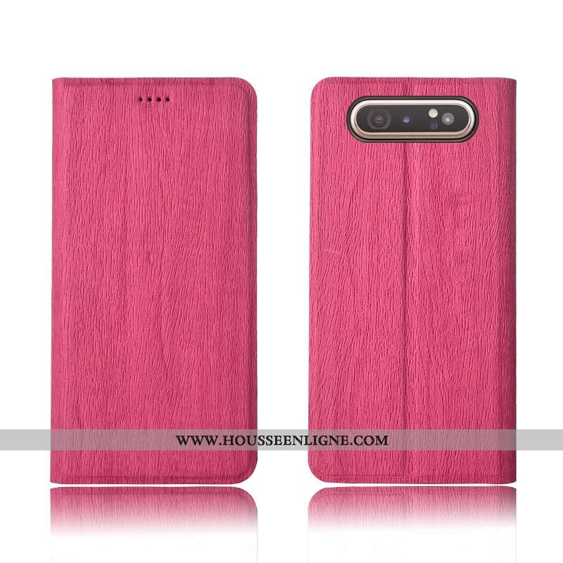 Étui Samsung Galaxy A80 Cuir Modèle Fleurie Incassable Délavé En Daim Silicone Étoile Téléphone Port