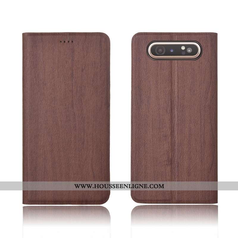 Étui Samsung Galaxy A80 Cuir Modèle Fleurie Incassable Délavé En Daim Silicone Étoile Téléphone Port