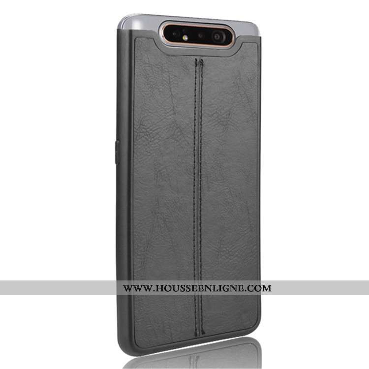 Étui Samsung Galaxy A80 Cuir Protection Difficile Coque Téléphone Portable Étoile Noir