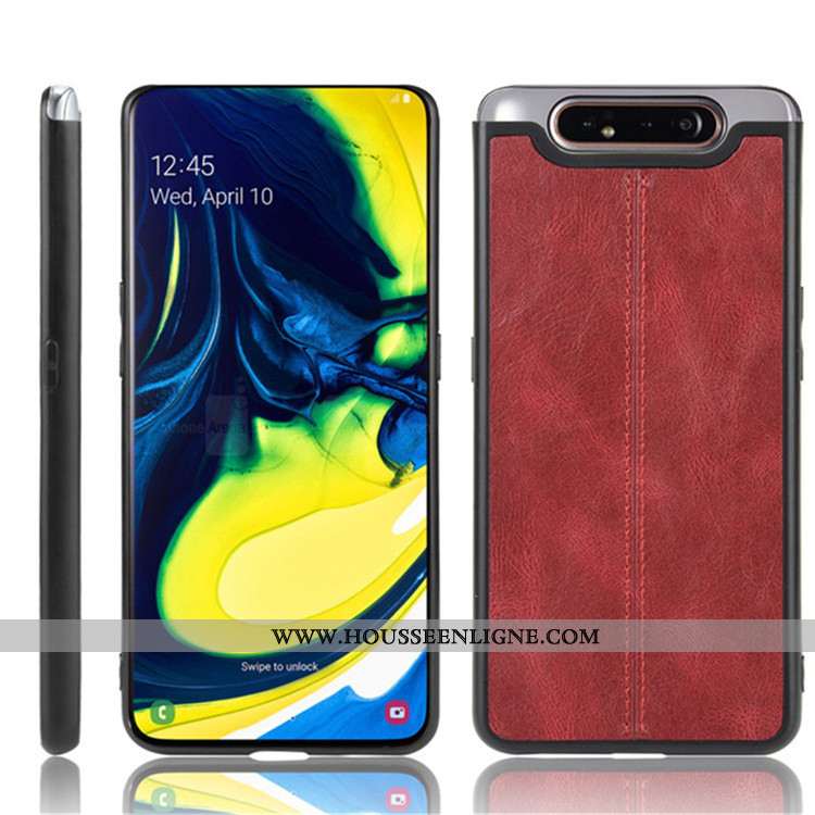 Étui Samsung Galaxy A80 Cuir Protection Difficile Coque Téléphone Portable Étoile Noir