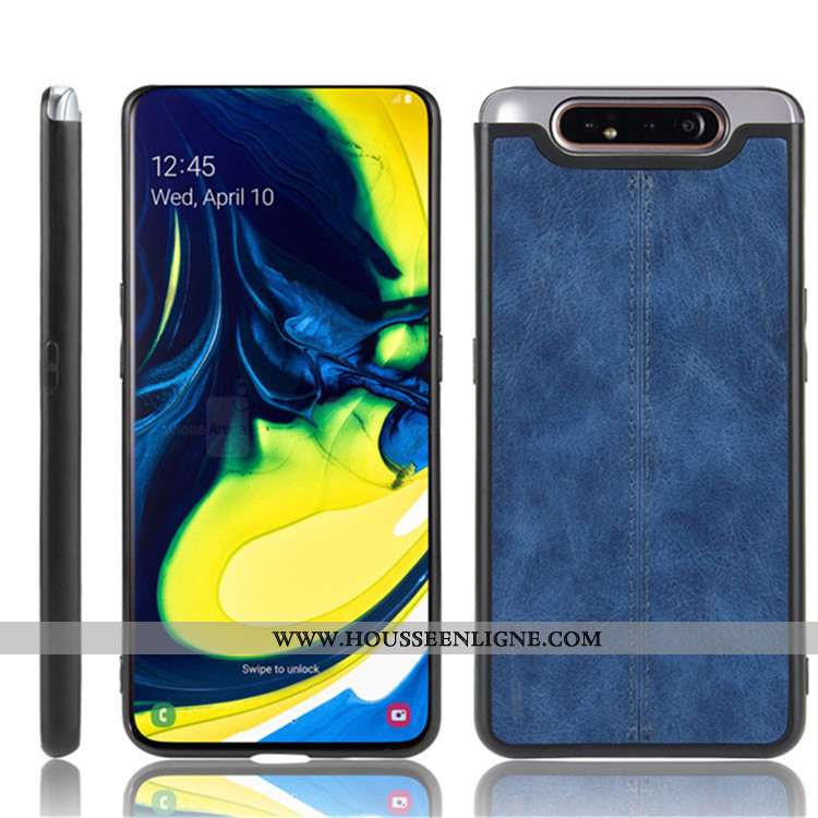 Étui Samsung Galaxy A80 Cuir Protection Difficile Coque Téléphone Portable Étoile Noir