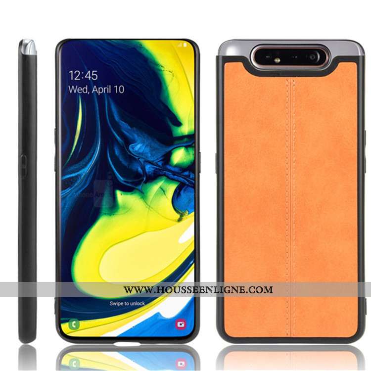 Étui Samsung Galaxy A80 Cuir Protection Difficile Coque Téléphone Portable Étoile Noir