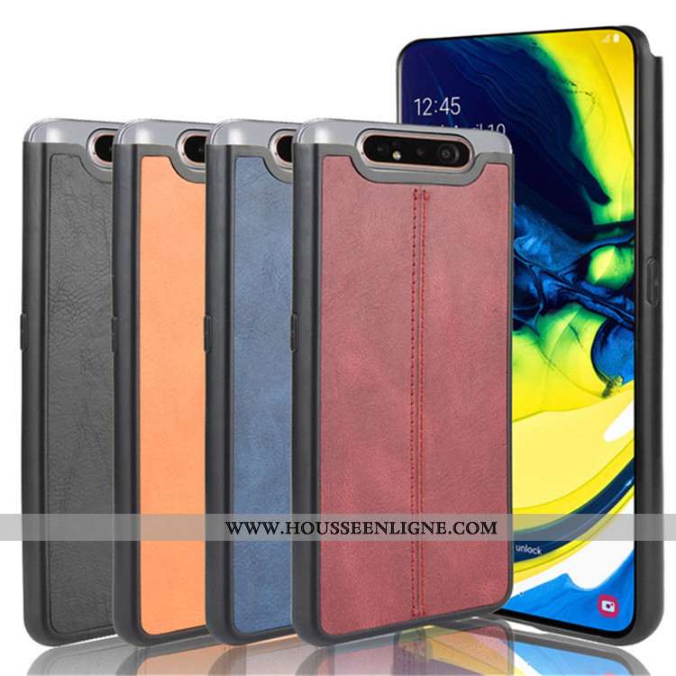 Étui Samsung Galaxy A80 Cuir Protection Difficile Coque Téléphone Portable Étoile Noir