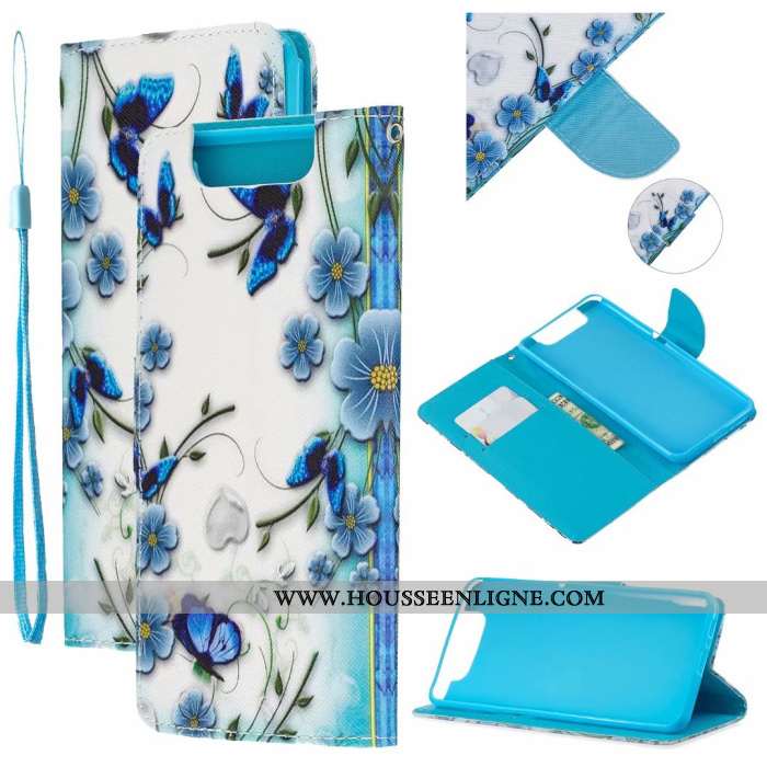 Étui Samsung Galaxy A80 Dessin Animé Cuir Housse Coque Tout Compris Protection Bleu
