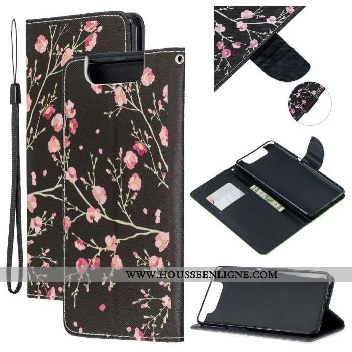 Étui Samsung Galaxy A80 Dessin Animé Cuir Housse Coque Tout Compris Protection Bleu