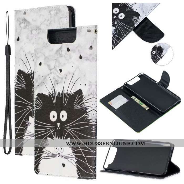 Étui Samsung Galaxy A80 Dessin Animé Cuir Housse Coque Tout Compris Protection Bleu