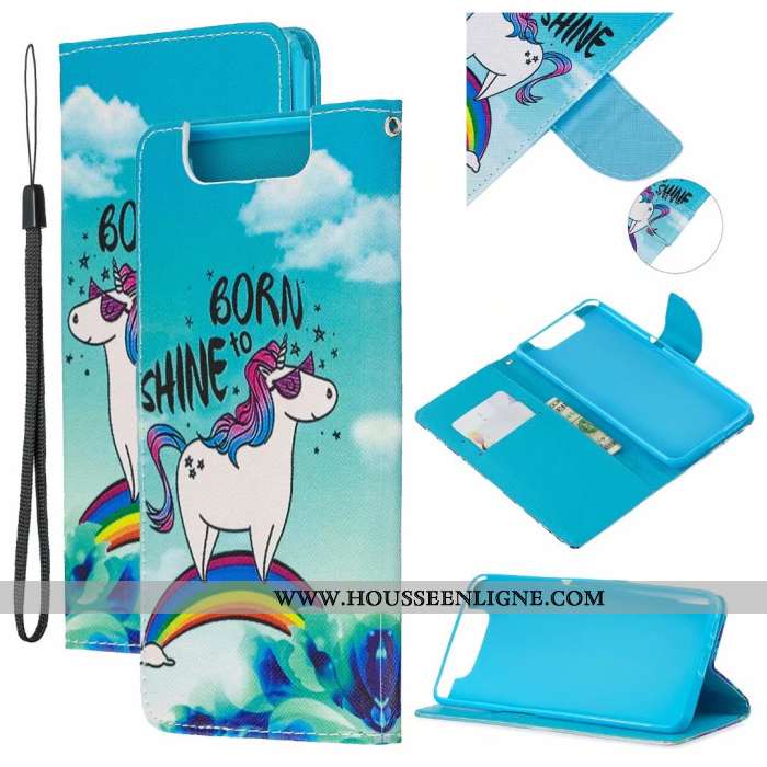 Étui Samsung Galaxy A80 Dessin Animé Cuir Housse Coque Tout Compris Protection Bleu