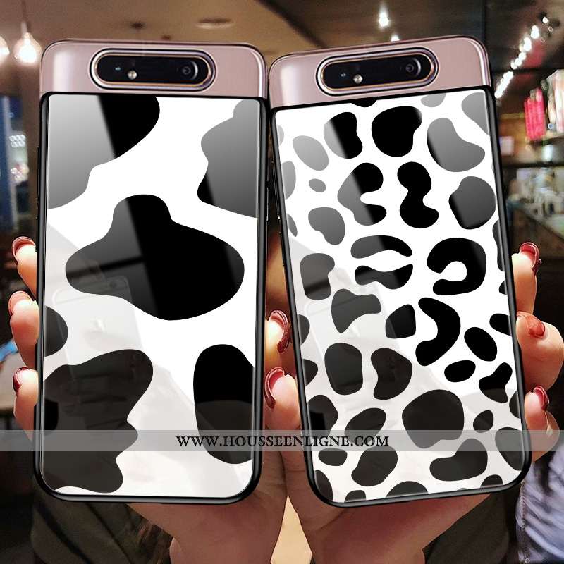 Étui Samsung Galaxy A80 Personnalité Créatif Incassable Verre Tout Compris Coque Silicone Noir