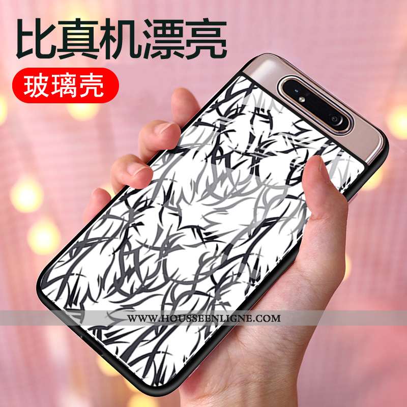 Étui Samsung Galaxy A80 Personnalité Créatif Incassable Verre Tout Compris Coque Silicone Noir
