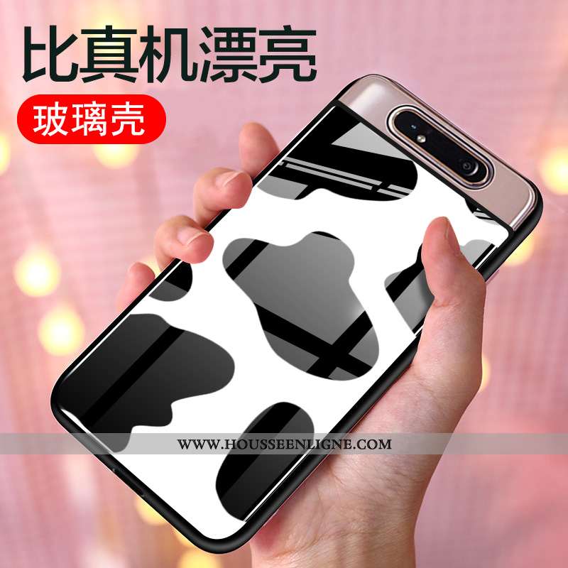 Étui Samsung Galaxy A80 Personnalité Créatif Incassable Verre Tout Compris Coque Silicone Noir