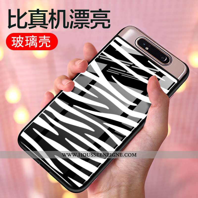 Étui Samsung Galaxy A80 Personnalité Créatif Incassable Verre Tout Compris Coque Silicone Noir