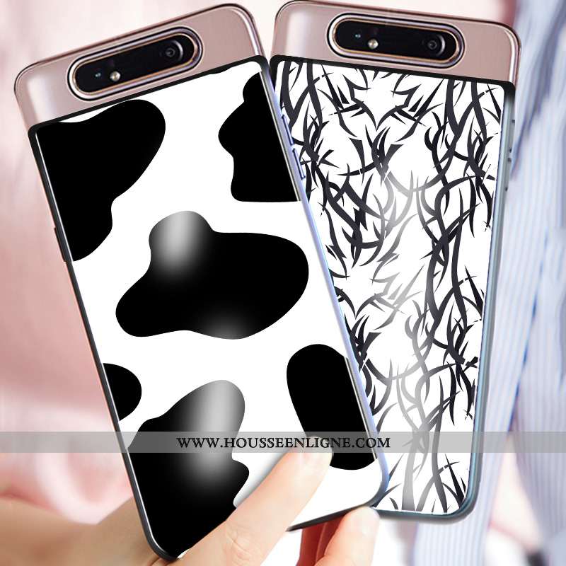 Étui Samsung Galaxy A80 Personnalité Créatif Incassable Verre Tout Compris Coque Silicone Noir