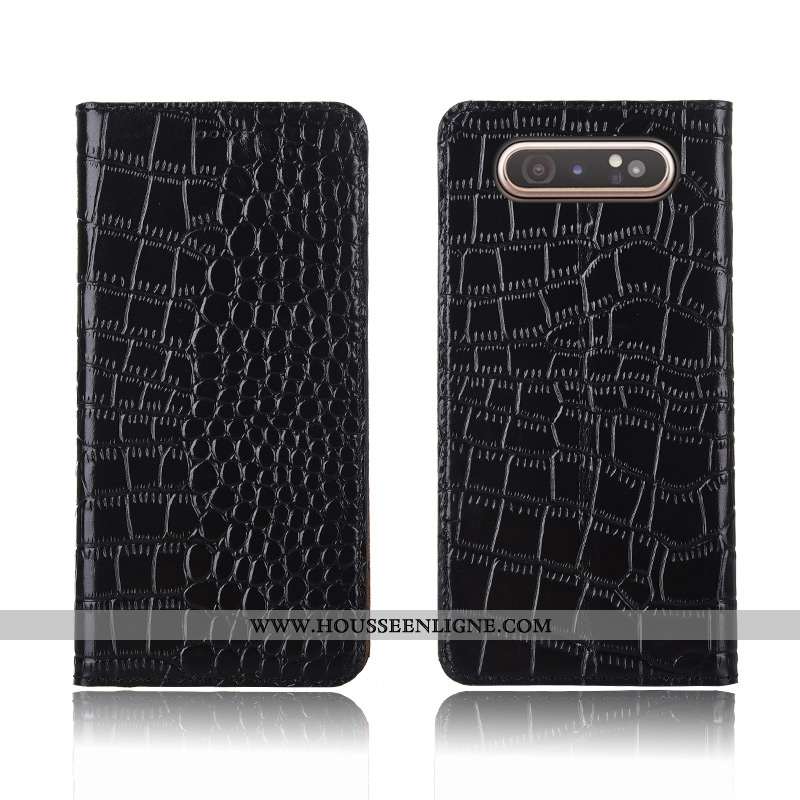 Étui Samsung Galaxy A80 Silicone Protection Marron Cuir Téléphone Portable Étoile Clamshell
