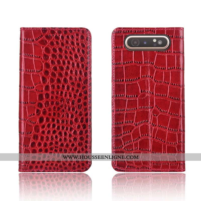 Étui Samsung Galaxy A80 Silicone Protection Marron Cuir Téléphone Portable Étoile Clamshell