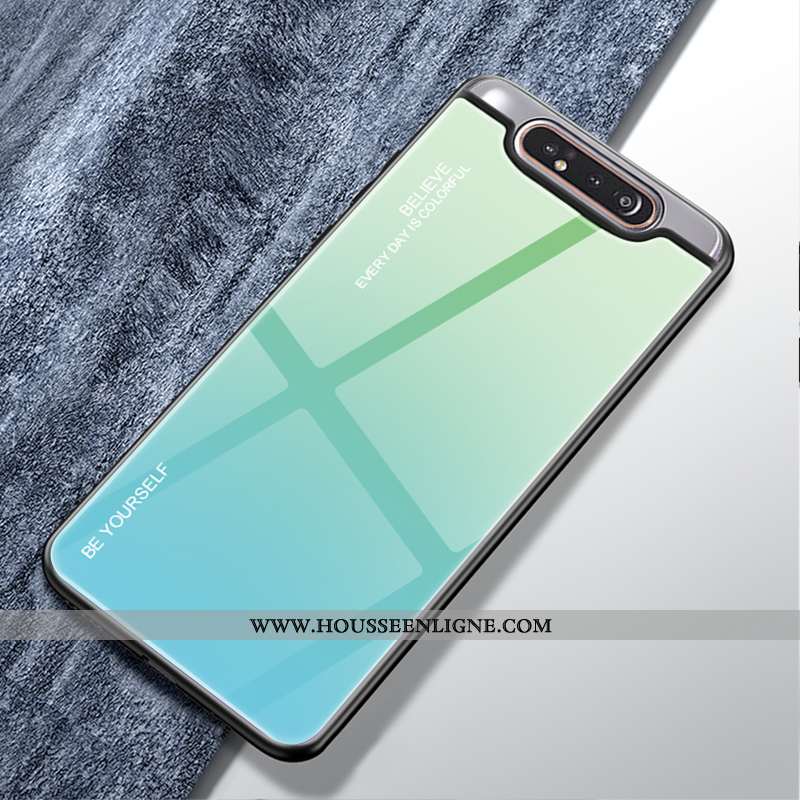 Étui Samsung Galaxy A80 Tendance Protection Petit Téléphone Portable Vert Verre Étoile Verte