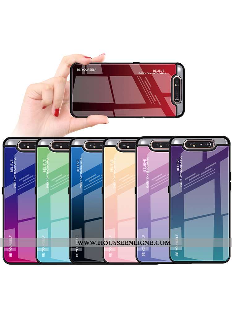 Étui Samsung Galaxy A80 Tendance Protection Petit Téléphone Portable Vert Verre Étoile Verte