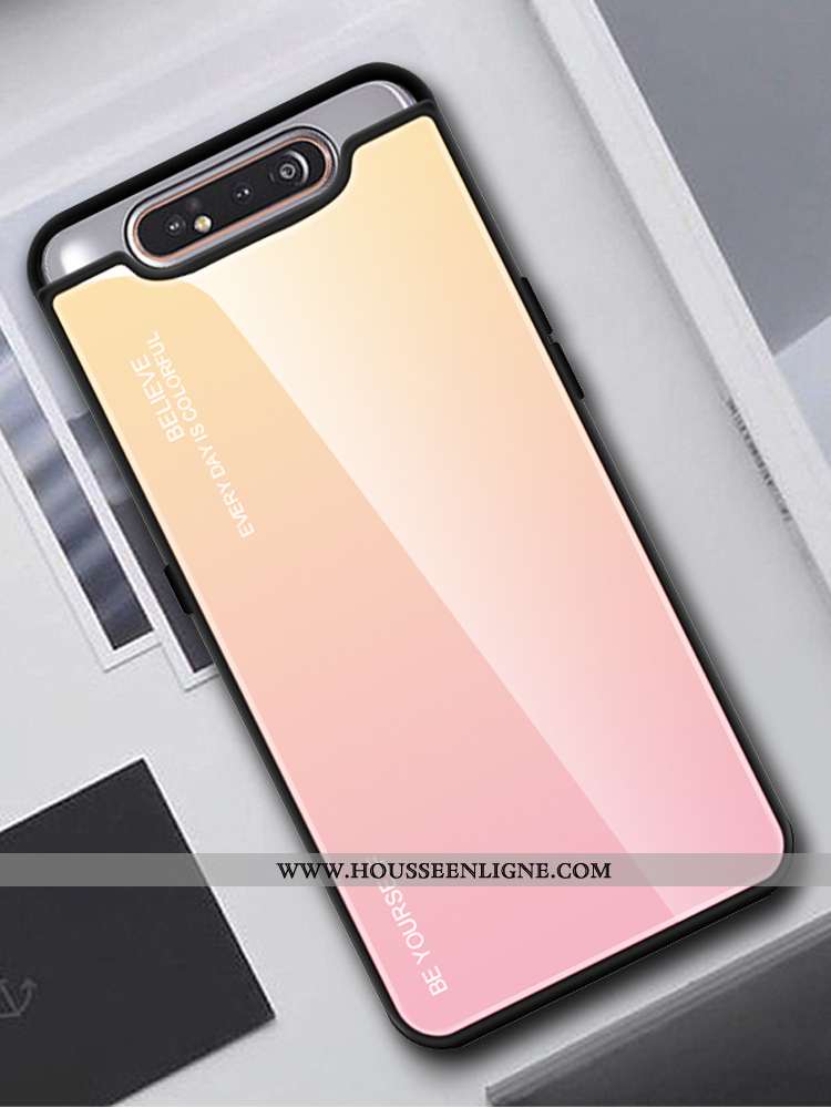 Étui Samsung Galaxy A80 Tendance Protection Petit Téléphone Portable Vert Verre Étoile Verte
