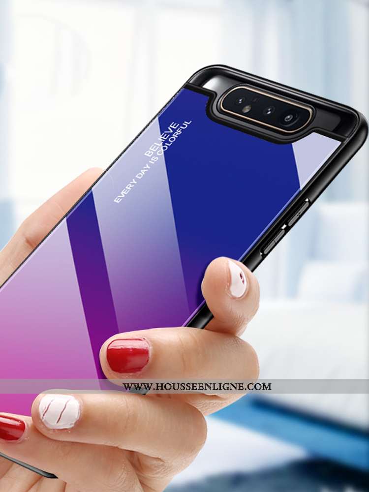 Étui Samsung Galaxy A80 Tendance Protection Petit Téléphone Portable Vert Verre Étoile Verte