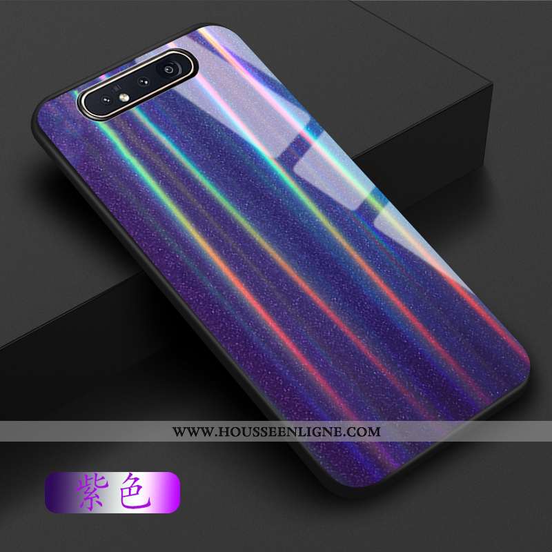 Étui Samsung Galaxy A80 Verre Tendance Étoile Protection Téléphone Portable Coque Rouge