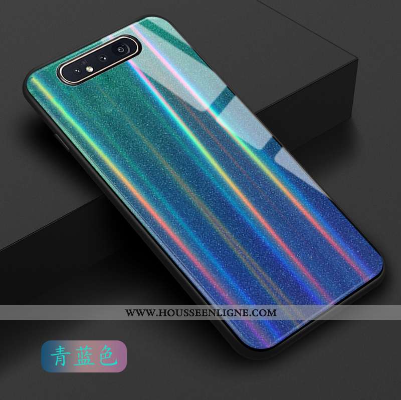 Étui Samsung Galaxy A80 Verre Tendance Étoile Protection Téléphone Portable Coque Rouge