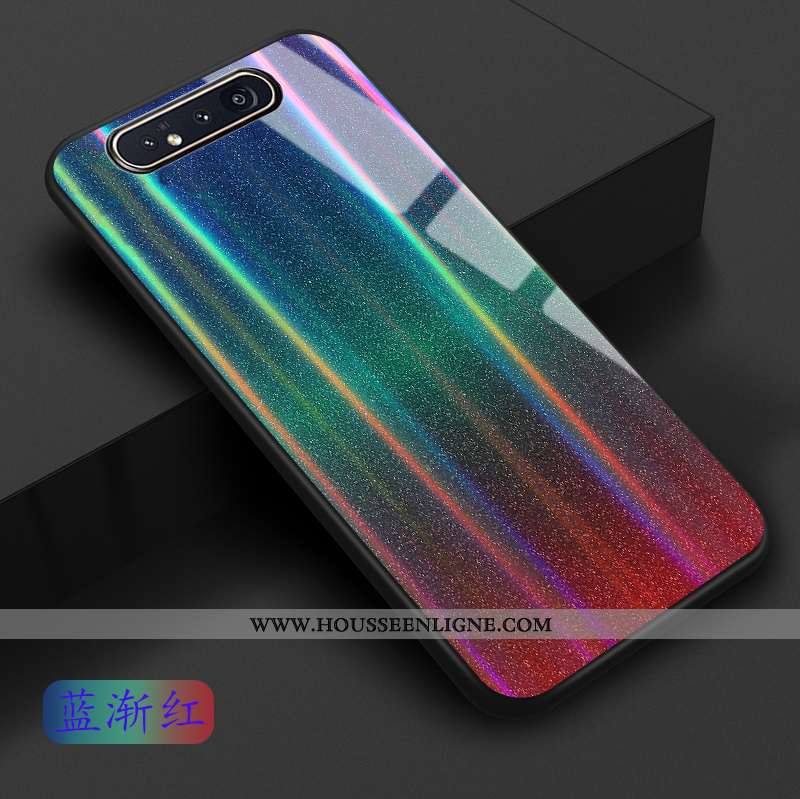 Étui Samsung Galaxy A80 Verre Tendance Étoile Protection Téléphone Portable Coque Rouge