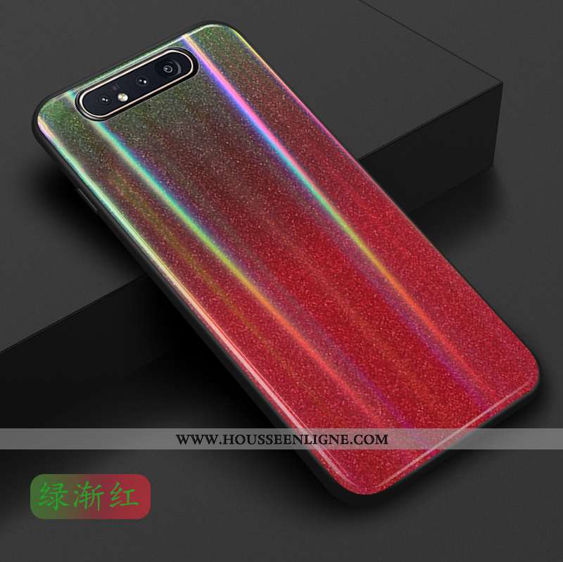 Étui Samsung Galaxy A80 Verre Tendance Étoile Protection Téléphone Portable Coque Rouge