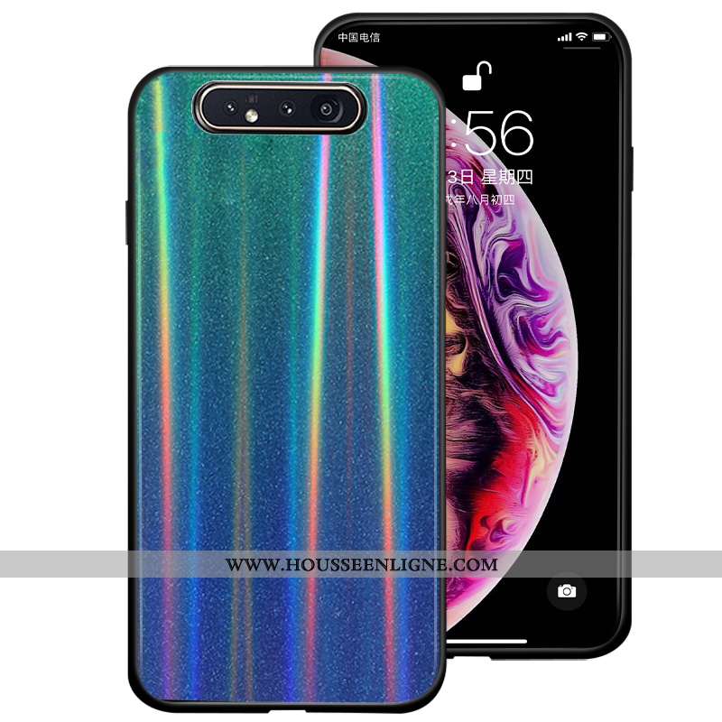 Étui Samsung Galaxy A80 Verre Tendance Étoile Protection Téléphone Portable Coque Rouge