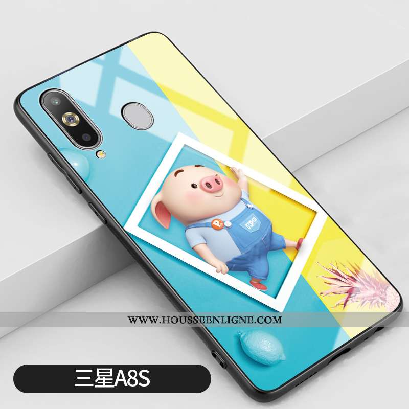 Étui Samsung Galaxy A8s Créatif Dessin Animé Nouveau Tendance Incassable Silicone Bleu