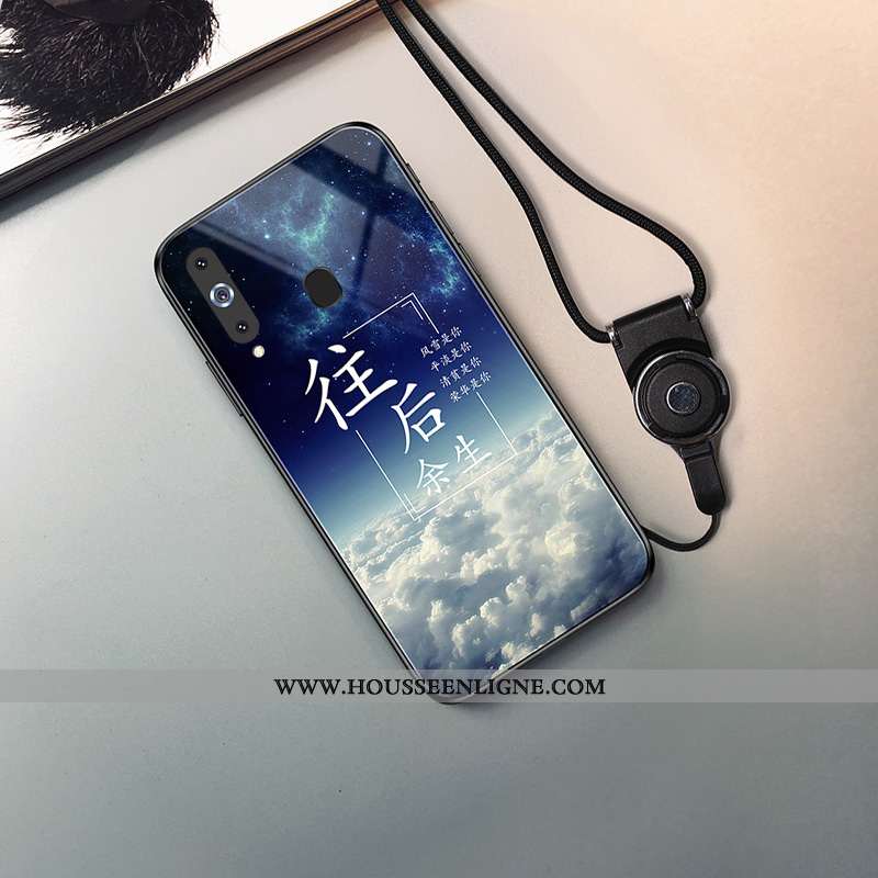 Étui Samsung Galaxy A8s Créatif Fluide Doux Coque Bleu Marin Protection Verre Ciel Étoilé Bleu Foncé