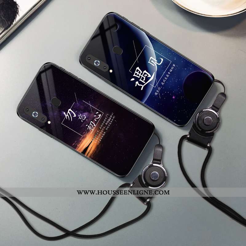 Étui Samsung Galaxy A8s Créatif Fluide Doux Coque Bleu Marin Protection Verre Ciel Étoilé Bleu Foncé