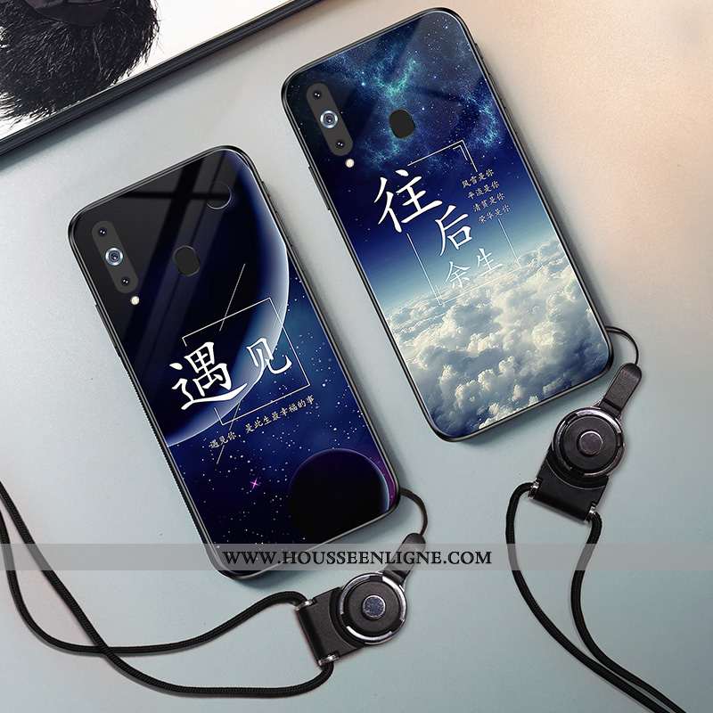 Étui Samsung Galaxy A8s Créatif Fluide Doux Coque Bleu Marin Protection Verre Ciel Étoilé Bleu Foncé