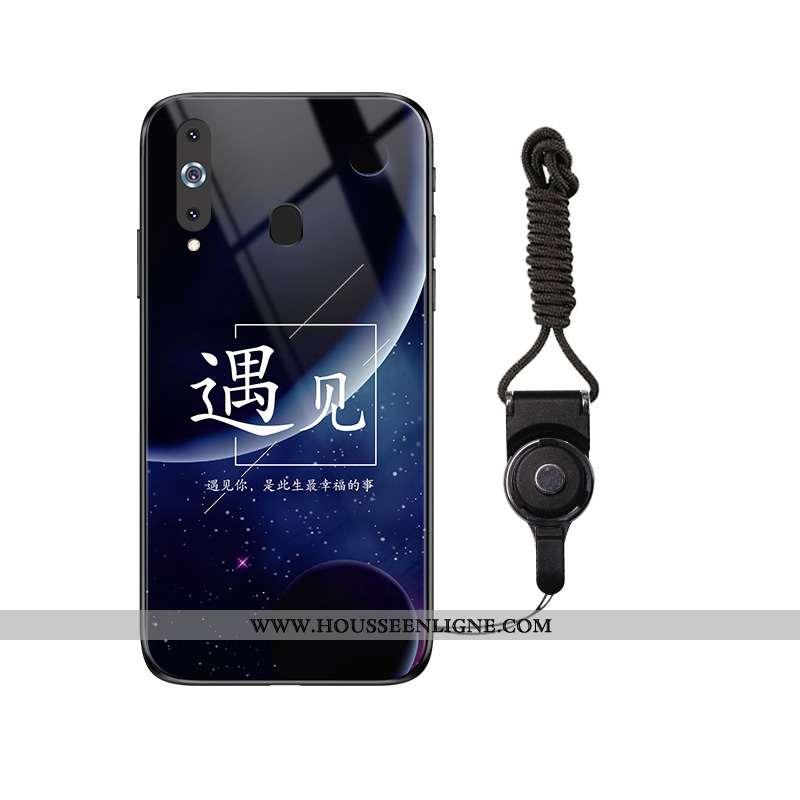 Étui Samsung Galaxy A8s Créatif Fluide Doux Coque Bleu Marin Protection Verre Ciel Étoilé Bleu Foncé