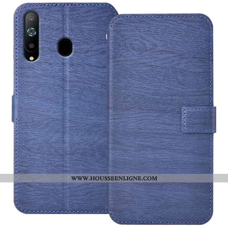Étui Samsung Galaxy A8s Cuir Fluide Doux Protection Housse Coque Bordure Bleu Foncé