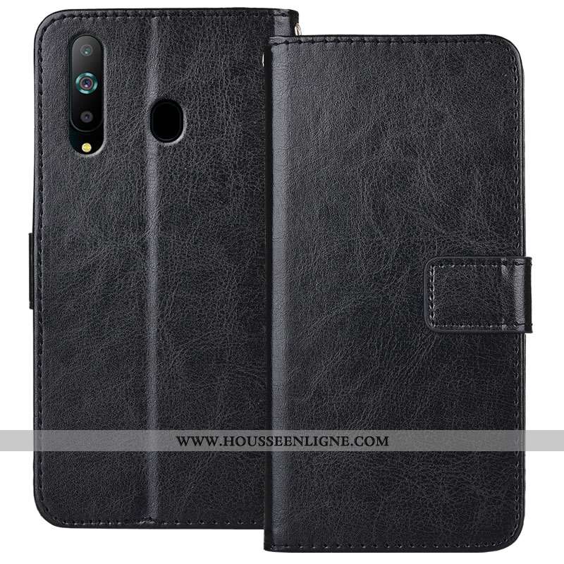 Étui Samsung Galaxy A8s Cuir Fluide Doux Protection Housse Coque Bordure Bleu Foncé