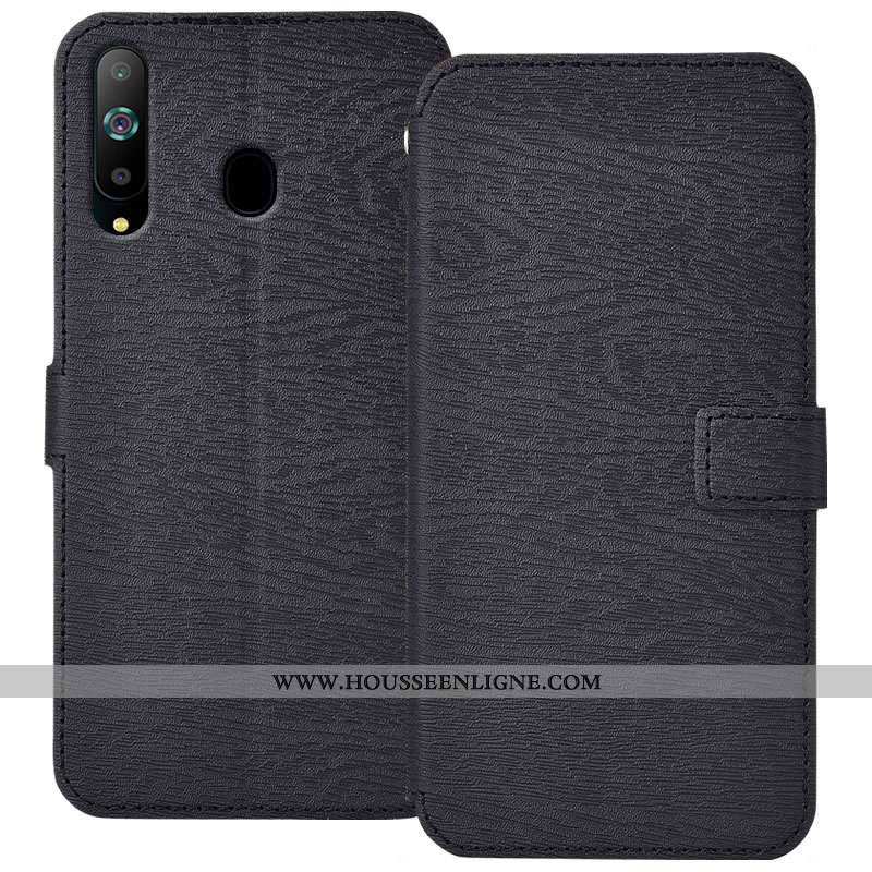 Étui Samsung Galaxy A8s Cuir Fluide Doux Protection Housse Coque Bordure Bleu Foncé