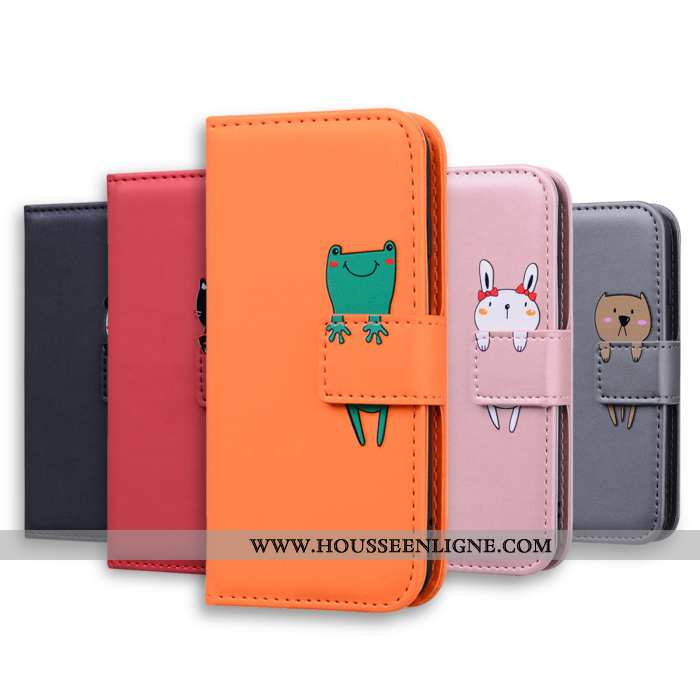 Étui Samsung Galaxy A8s Cuir Protection Coque Incassable Orange Téléphone Portable Dessin Animé