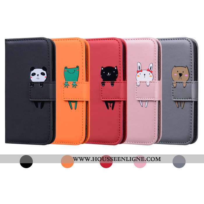 Étui Samsung Galaxy A8s Cuir Protection Coque Incassable Orange Téléphone Portable Dessin Animé