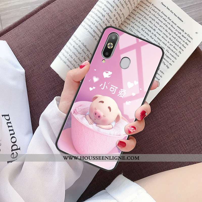 Étui Samsung Galaxy A8s Dessin Animé Charmant Net Rouge Personnalité Verre Miroir Rose