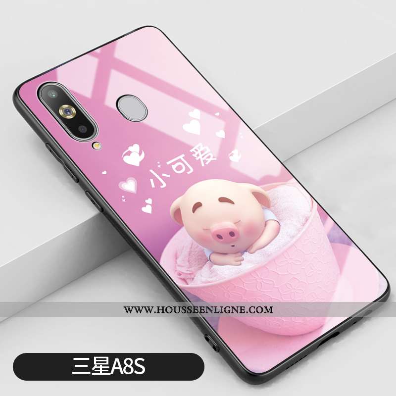 Étui Samsung Galaxy A8s Dessin Animé Charmant Net Rouge Personnalité Verre Miroir Rose