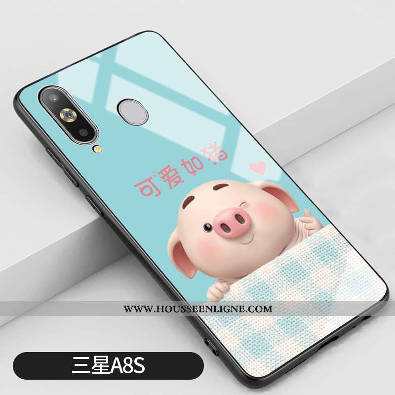 Étui Samsung Galaxy A8s Dessin Animé Charmant Net Rouge Personnalité Verre Miroir Rose