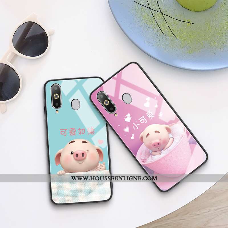 Étui Samsung Galaxy A8s Dessin Animé Charmant Net Rouge Personnalité Verre Miroir Rose