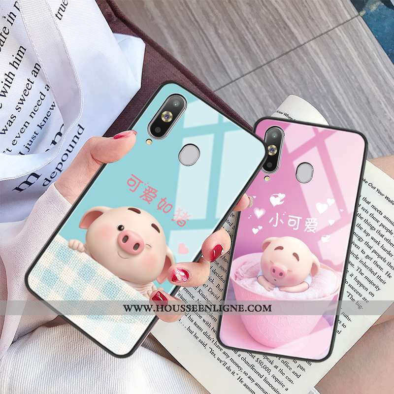 Étui Samsung Galaxy A8s Dessin Animé Charmant Net Rouge Personnalité Verre Miroir Rose
