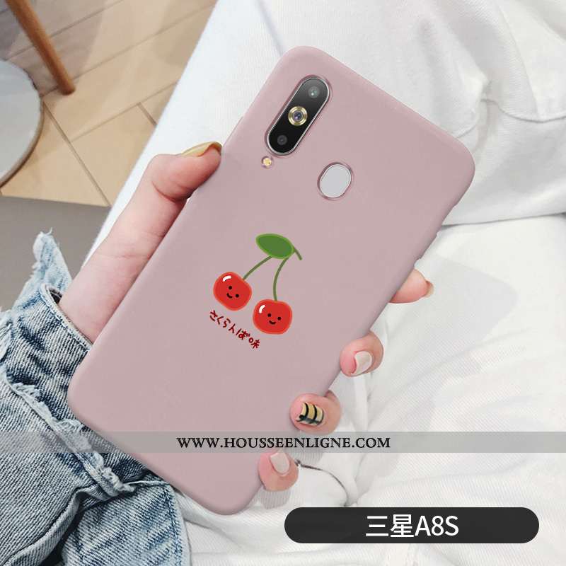 Étui Samsung Galaxy A8s Délavé En Daim Fluide Doux Étoile Coque Incassable Simple Bovins Rose