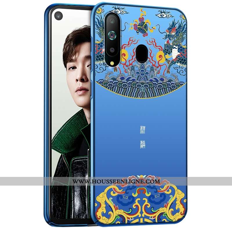 Étui Samsung Galaxy A8s Délavé En Daim Personnalité Bleu Coque Téléphone Portable Créatif Luxe