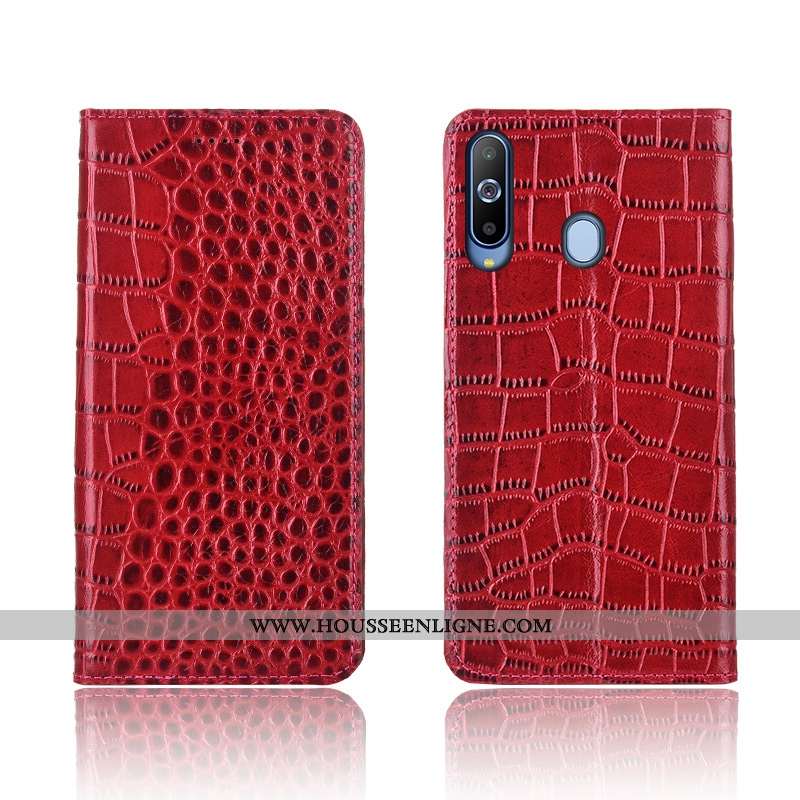 Étui Samsung Galaxy A8s Protection Cuir Véritable Cuir Silicone Crocodile Incassable Tout Compris Ma