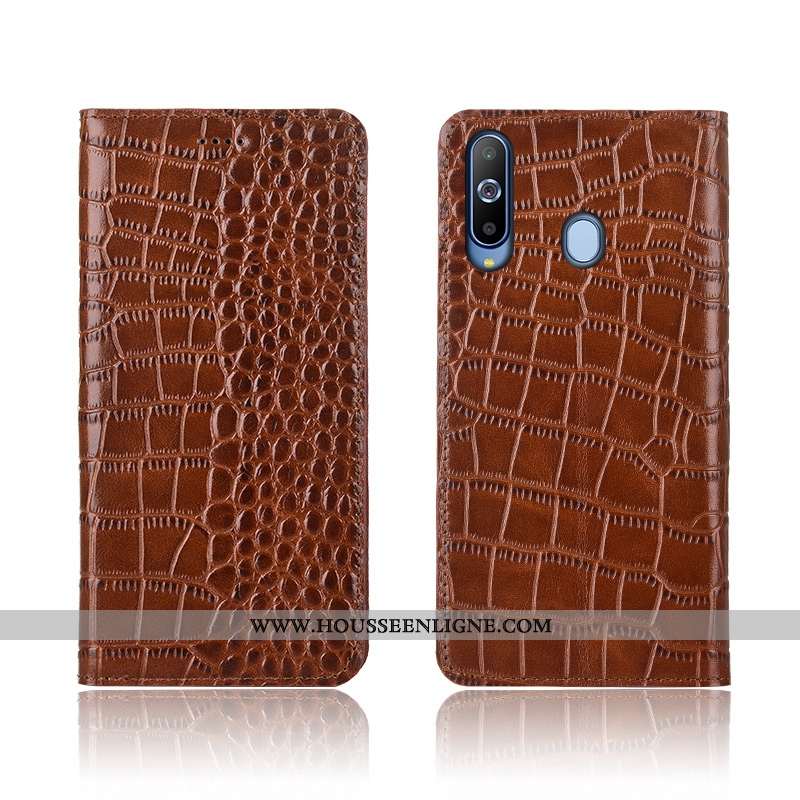 Étui Samsung Galaxy A8s Protection Cuir Véritable Cuir Silicone Crocodile Incassable Tout Compris Ma