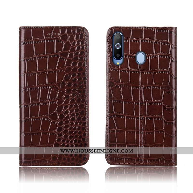 Étui Samsung Galaxy A8s Protection Cuir Véritable Cuir Silicone Crocodile Incassable Tout Compris Ma