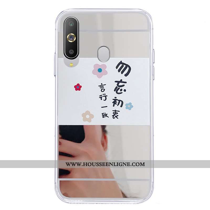 Étui Samsung Galaxy A8s Protection Fluide Doux Miroir Téléphone Portable Coque Blanc Étoile Blanche