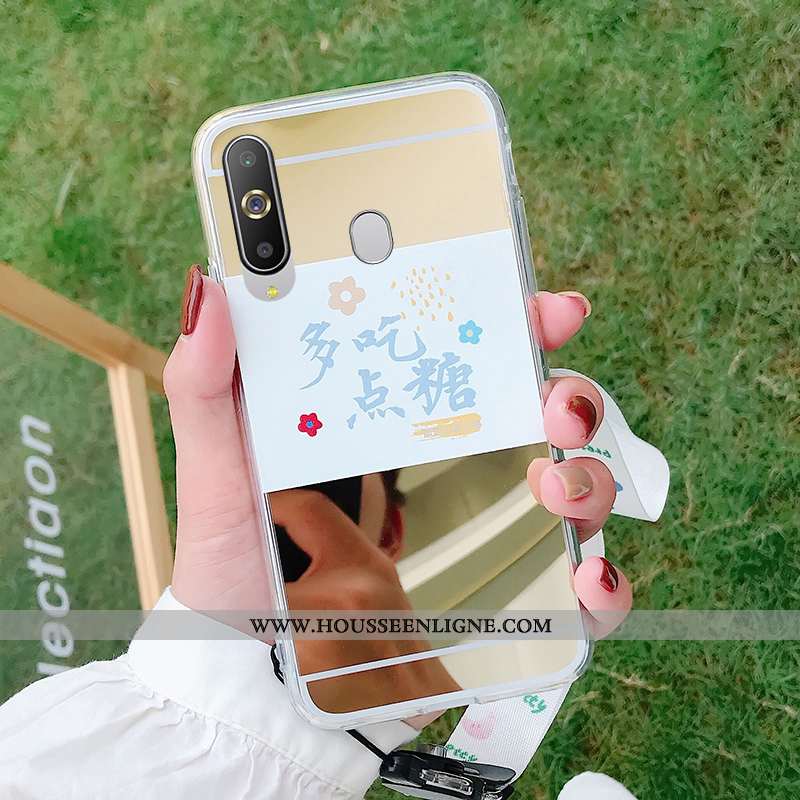 Étui Samsung Galaxy A8s Protection Fluide Doux Miroir Téléphone Portable Coque Blanc Étoile Blanche