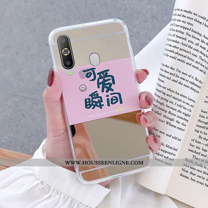 Étui Samsung Galaxy A8s Protection Fluide Doux Miroir Téléphone Portable Coque Blanc Étoile Blanche